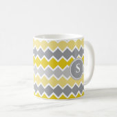 Mug Monogramme Motif jaune et gris (Devant droit)