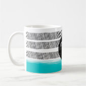 Mug monogramme motif noir blanc turquoise moderne (Gauche)