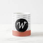 Mug monogramme motif noir orange moderne (Centre)