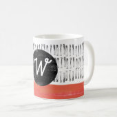 Mug monogramme motif noir orange moderne (Devant droit)