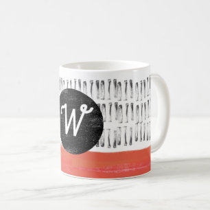 Mug monogramme motif noir orange moderne