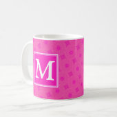 Mug Monogramme motif rose chaud cercles (Devant gauche)