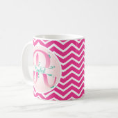 Mug Monogramme Motif rose Chevron (Devant gauche)