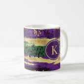 Mug Monogramme Motif vert violet or brosses (Devant droit)