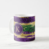 Mug Monogramme Motif vert violet or brosses (Devant gauche)