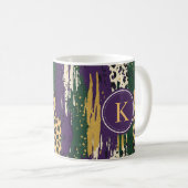 Mug Monogramme Motif vert violet or brosses (Devant droit)