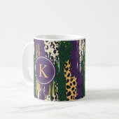 Mug Monogramme Motif vert violet or brosses (Devant gauche)