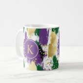 Mug Monogramme Motif vert violet or brosses (Devant gauche)