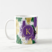 Mug Monogramme Motif vert violet or brosses (Gauche)
