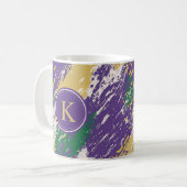 Mug Monogramme Motif vert violet or brosses (Devant gauche)