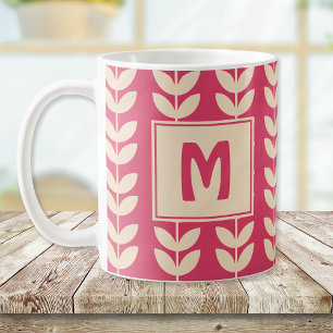 Mug Monogramme Motif Vibe Vibe Rose Personnalisé