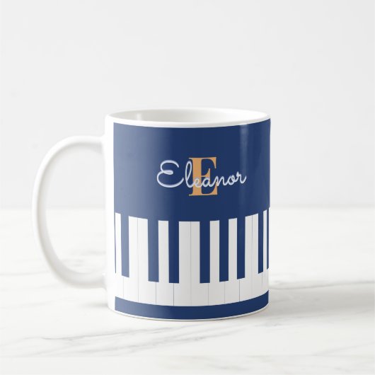 Mug Monogramme Musique Clavier Musique Bleu Touches de (Gauche)