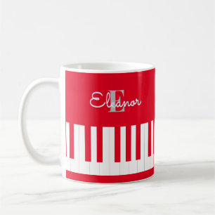 Mug Monogramme Musique Clavier Musique Rouge Touches d