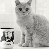 Mug Monogramme Musique de chat noir et blanc