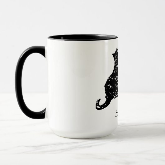 Mug Monogramme Musique de chat noir et blanc (Gauche)