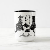 Mug Monogramme Musique de chat noir et blanc (Centre)