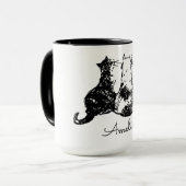 Mug Monogramme Musique de chat noir et blanc (Devant gauche)