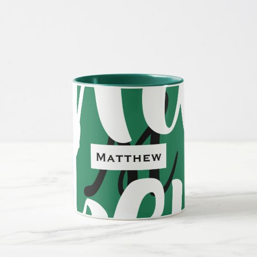 Mug Monogramme Musique Vert Noir Et Blanc (Centre)