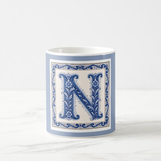 Mug Monogramme N de l'héritage norvégien - Bleu (Centre)