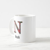 Mug Monogramme N Plaid Rouge Stewart (Devant gauche)