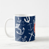 Mug Monogramme nautique Ancre bleu marine Motif (Gauche)