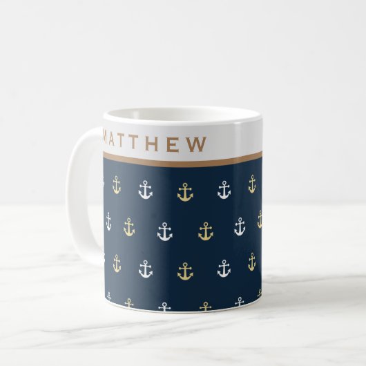 Mug Monogramme Nautique Preppy (Devant gauche)