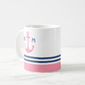 Mug Monogramme nautique rose (Devant gauche)