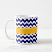 Mug Monogramme Navy White Chevron ZigZag Goldenrod Nom (Gauche)