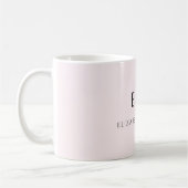 Mug Monogramme neutre rose pâle Nom (Gauche)