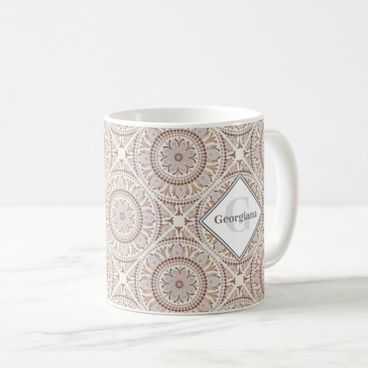 Mug Monogramme Neutres Chauds Point Mandala Diamond Ca (Devant droit)