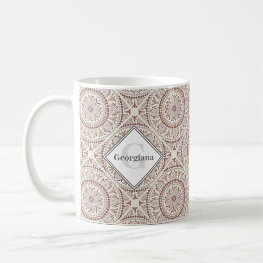 Mug Monogramme Neutres Chauds Point Mandala Diamond Ca (Gauche)