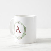 Mug Monogramme Noël Wreath cadeau de vacances (Devant gauche)