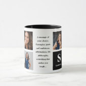Mug Monogramme noir à trois photos (Centre)
