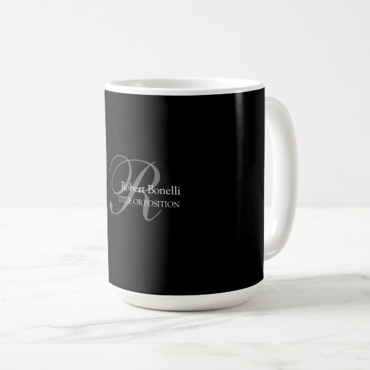 Mug Monogramme noir blanc gris (Devant droit)