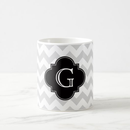 Mug Monogramme noir blanc gris-clair de Chevron (Centre)