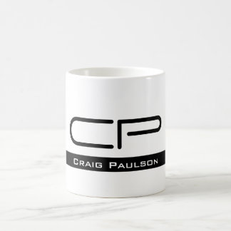 Mug Monogramme noir blanc Nom Plaque moderne Simple
