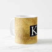 Mug Monogramme noir blanc or Glam (Devant gauche)
