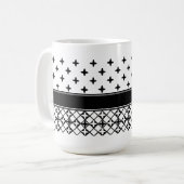Mug Monogramme noir blanc Quatrefoil (Devant gauche)