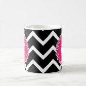 Mug Monogramme noir Chevron rose chaud (Centre)