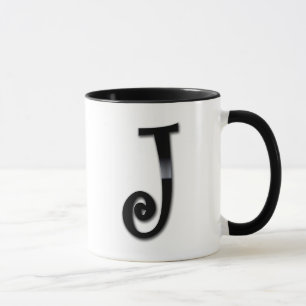 Mug Monogramme noir de lustre - J