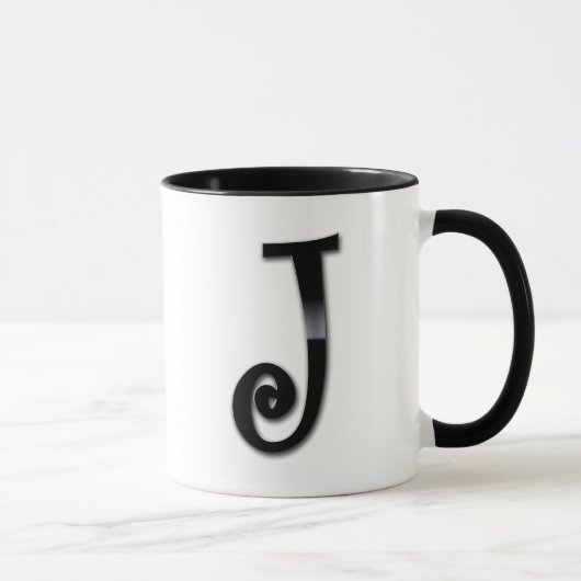 Mug Monogramme noir de lustre - J (Droite)