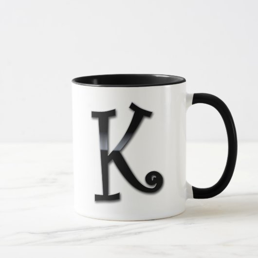 Mug Monogramme noir de lustre - K (Droite)