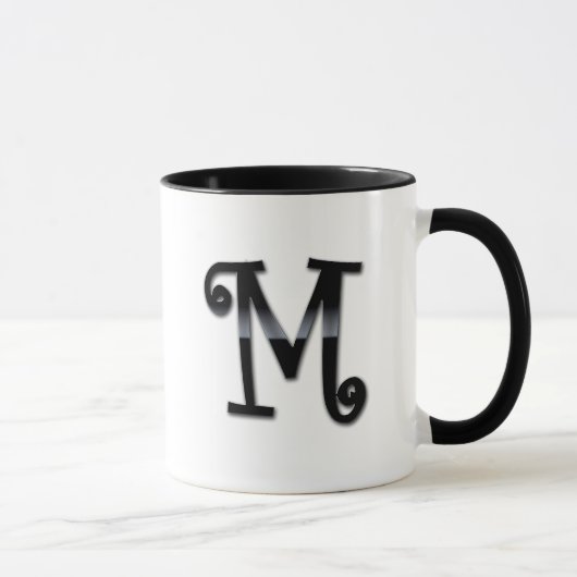 Mug Monogramme noir de lustre - M (Droite)
