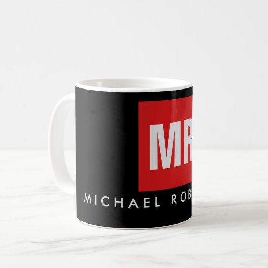 Mug Monogramme noir de qualité unique (Devant gauche)