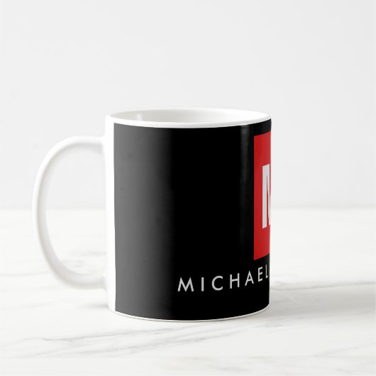 Mug Monogramme noir de qualité unique (Gauche)