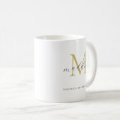 Mug Monogramme noir | Élégant Script Nom Son (Devant droit)