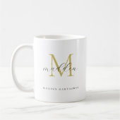 Mug Monogramme noir | Élégant Script Nom Son (Gauche)