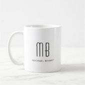 Mug Monogramme noir et blanc Élégant minimaliste (Gauche)