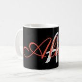 Mug Monogramme noir et blanc glamour personnalisé (Devant gauche)