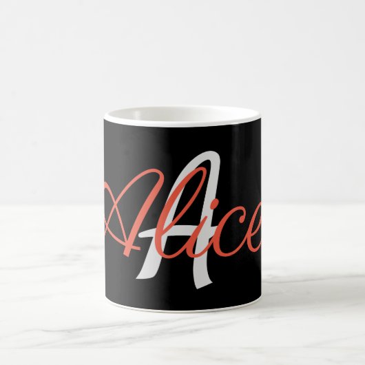 Mug Monogramme noir et blanc glamour personnalisé (Centre)